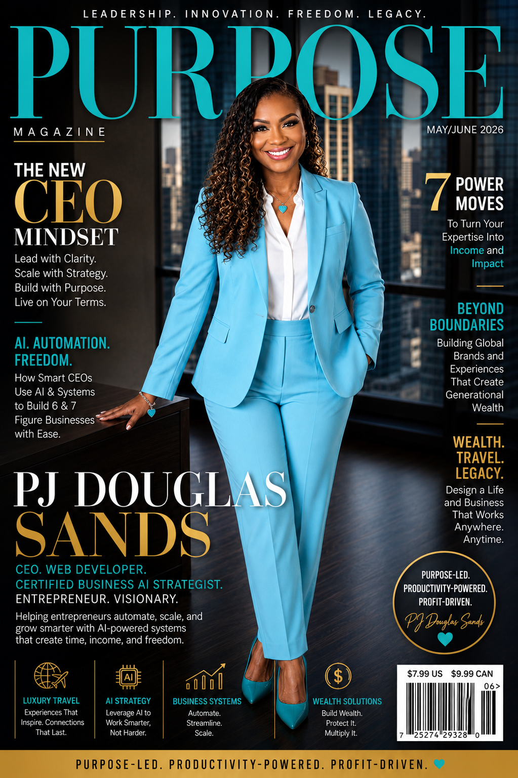 PJ Douglas Sands featured on the cover of PURPOSE Magazine